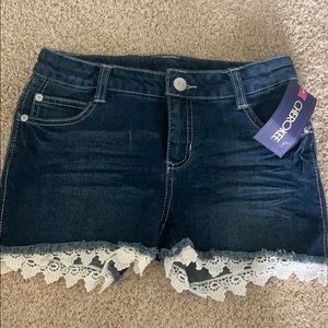 dark denim shorts